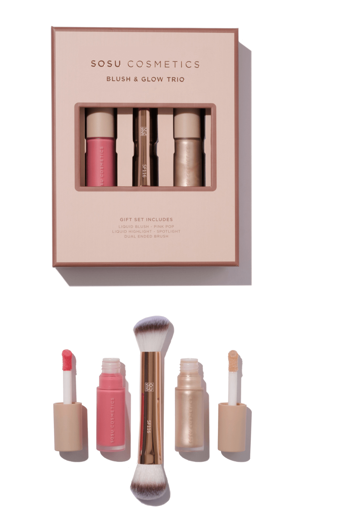 Sada rozjasňovače a tvářenky Blush & Glow Trio od SOSU Cosmetics 1